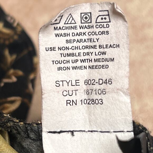 Vintage 90s Briggs Floral Rocaille Maxi Skirt Back Slit Black Red Whimsigoth - Picture 6 of 7